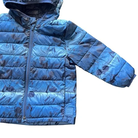 Baby Gap Disney Mickey Mouse Lightweight Puffer Jacket Blue Toddler Size 3T - Picture 2 of 10